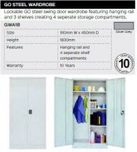 GWA18 Go Steel Wardrobe Range And Specifications